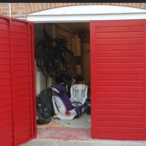 Red Side-hinge Garage Door in Alton